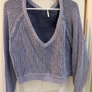 Free People Soft blue V-Neck Sweater
